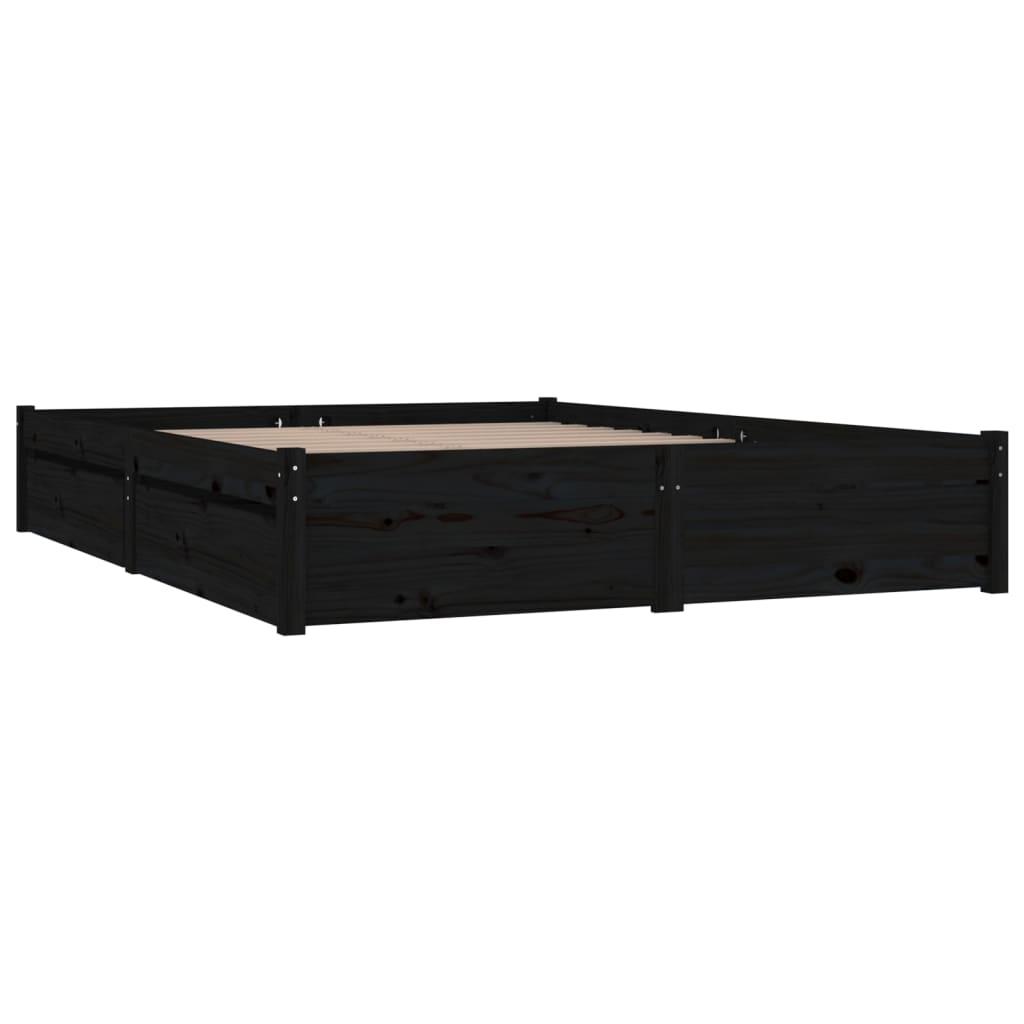 Bed Frame without Mattress with Drawers Black 150x200 cm