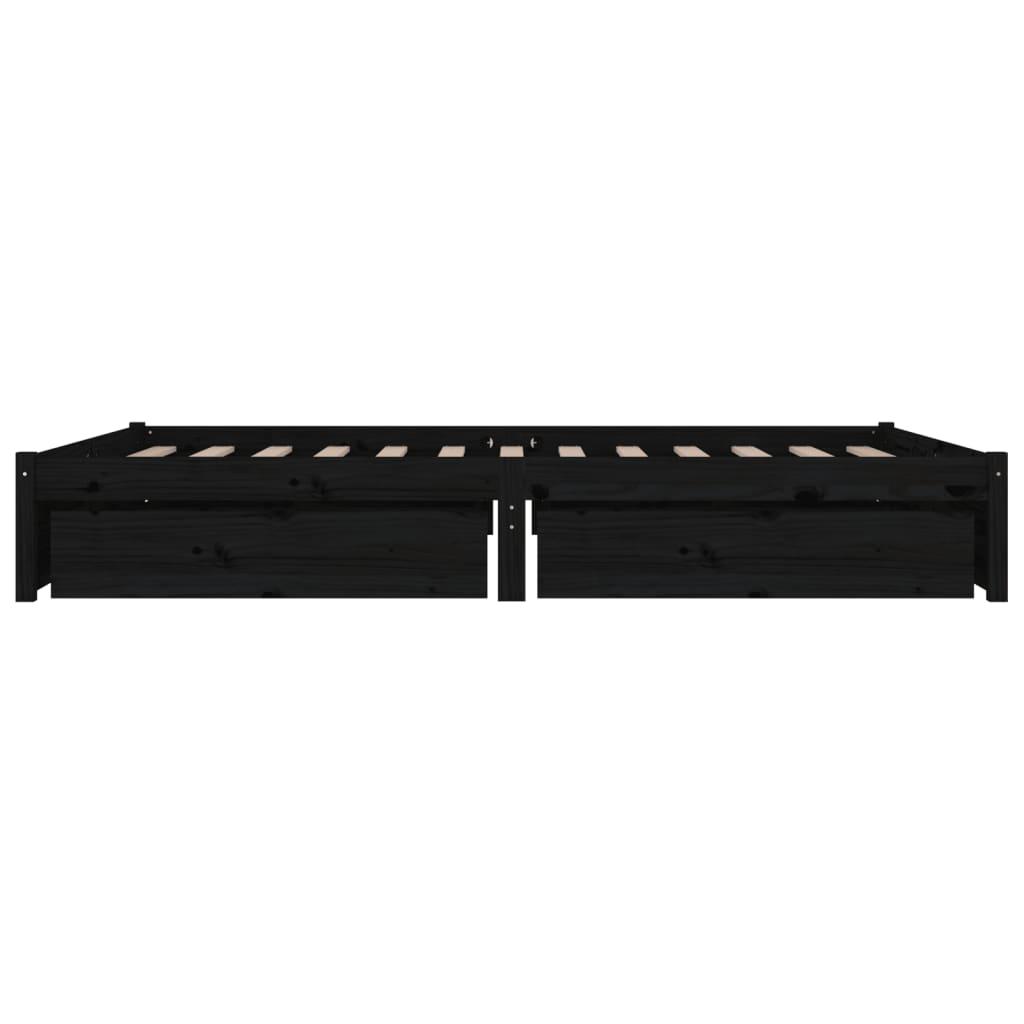 Bed Frame without Mattress with Drawers Black 150x200 cm