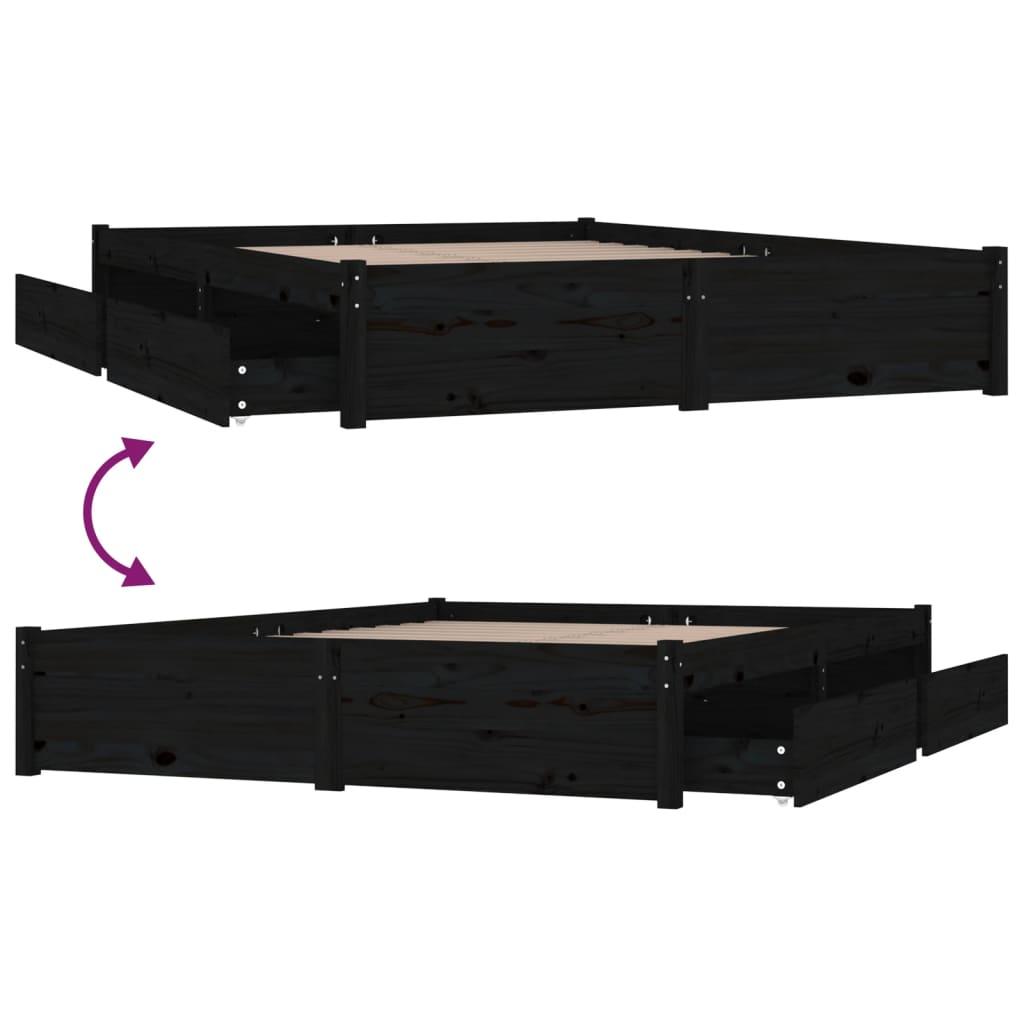 Bed Frame without Mattress with Drawers Black 150x200 cm