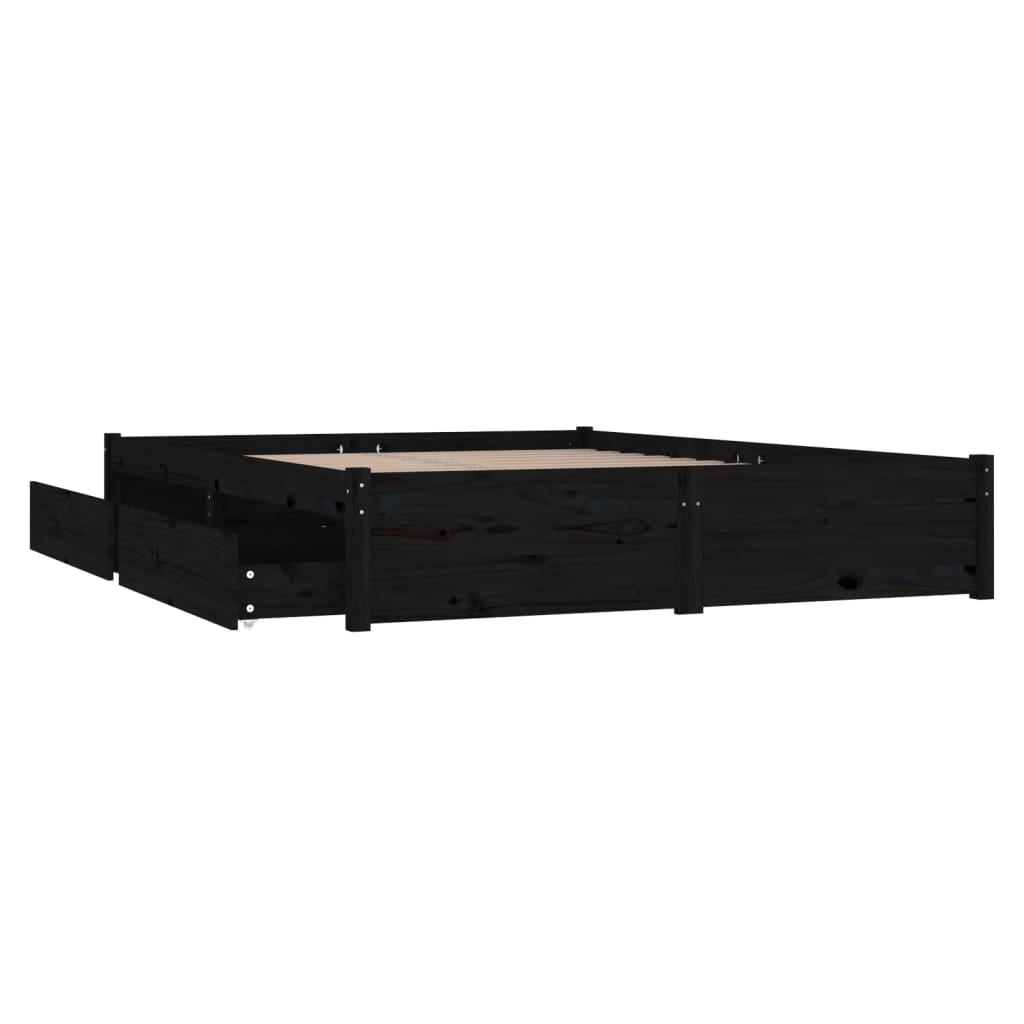Bed Frame without Mattress with Drawers Black 150x200 cm