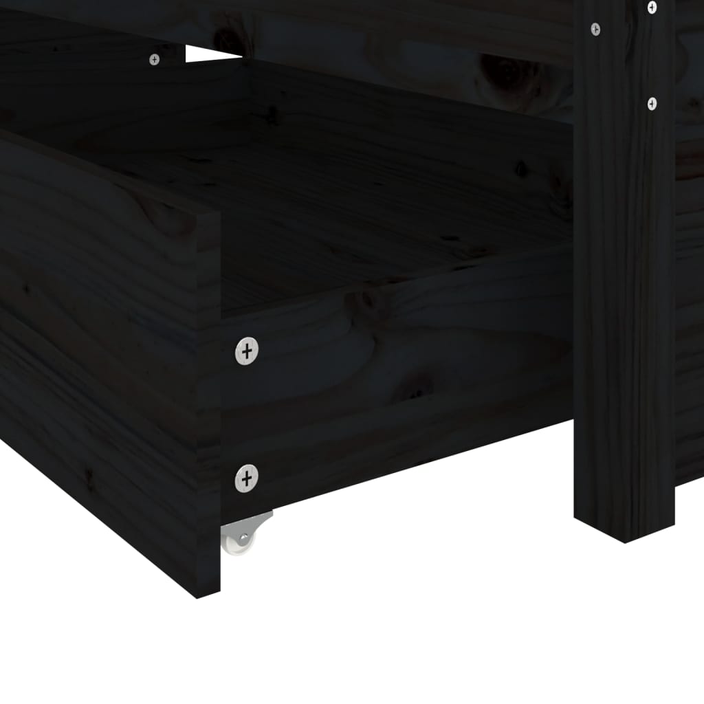 Bed Frame without Mattress with Drawers Black 150x200 cm