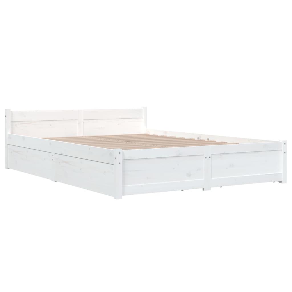 Bed Frame without Mattress with Drawers White 150x200 cm
