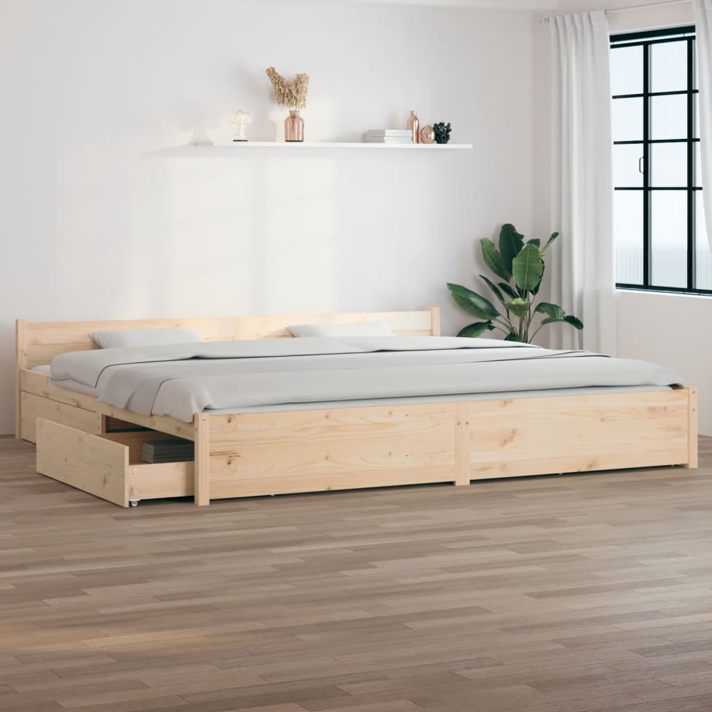 Bed Frame without Mattress with Drawers 183x203 cm King