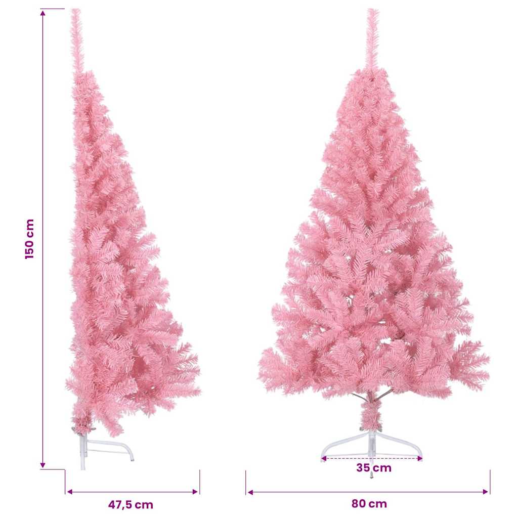 Artificial Half Christmas Tree with Stand Pink 150 cm PVC