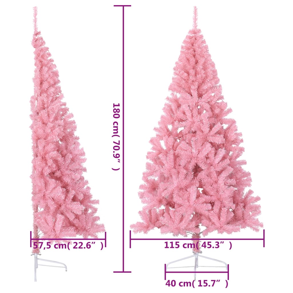 Artificial Half Christmas Tree with Stand Pink 180 cm PVC