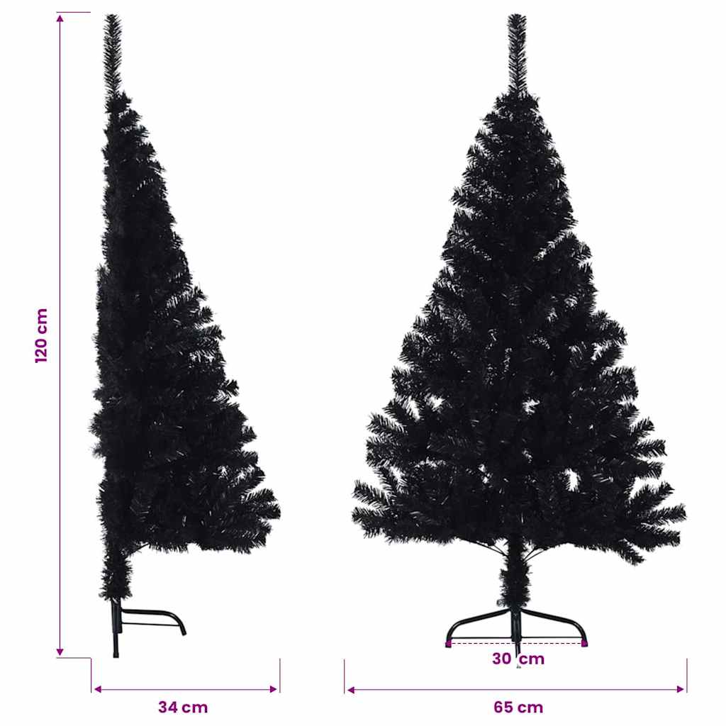 Artificial Half Christmas Tree with Stand Black 120 cm PVC