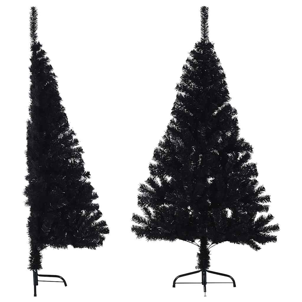 Artificial Half Christmas Tree with Stand Black 150 cm PVC