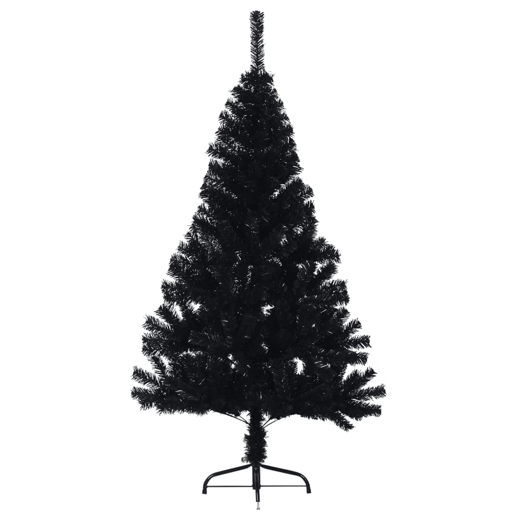 Artificial Half Christmas Tree with Stand Black 150 cm PVC