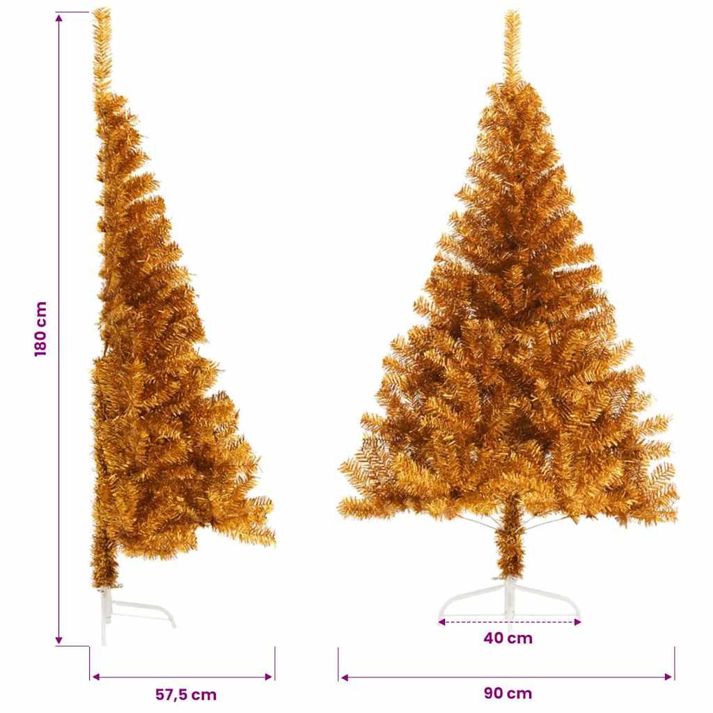 Artificial Half Christmas Tree with Stand Gold 180 cm PET