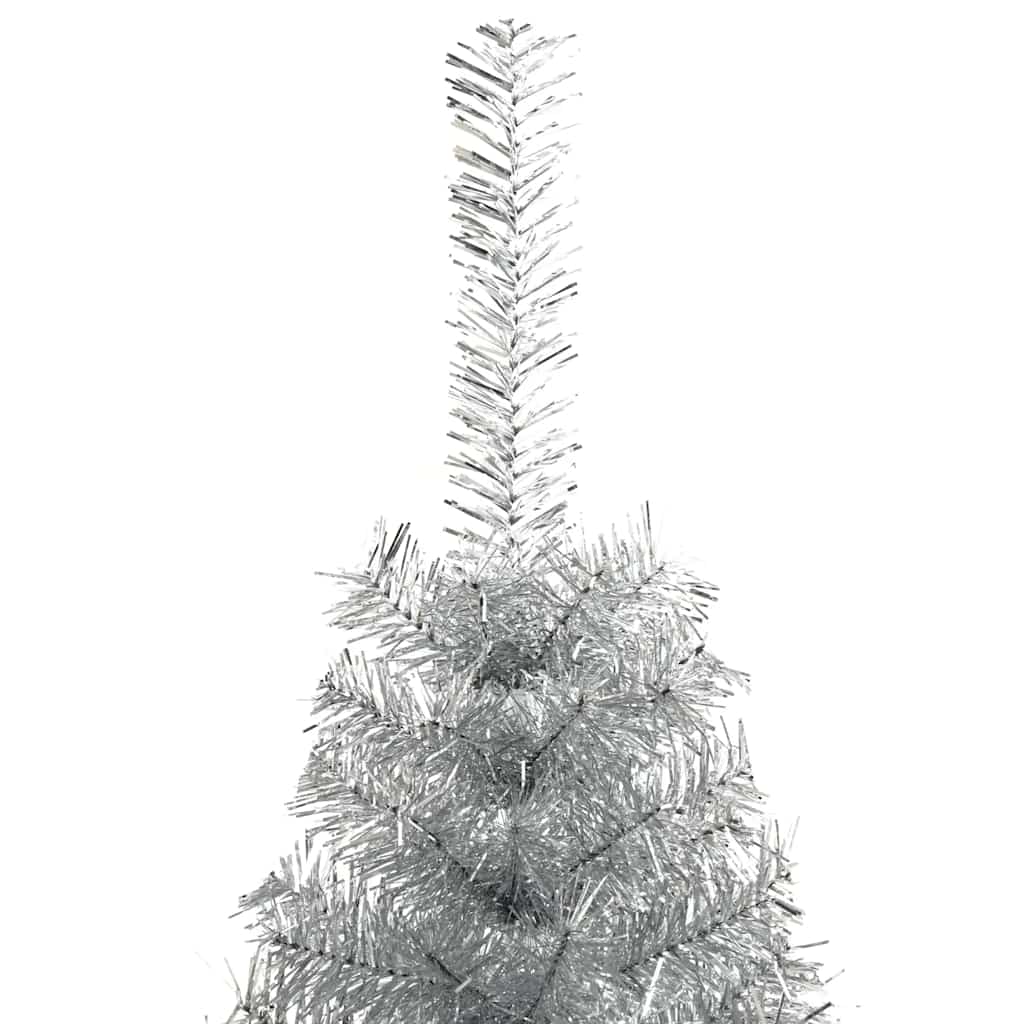 Artificial Half Christmas Tree with Stand Silver 150 cm PET