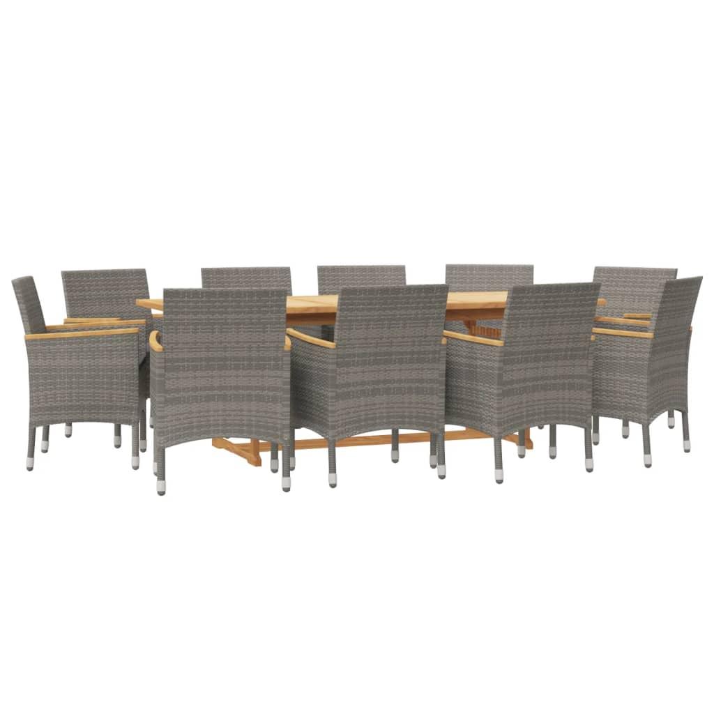 11 Piece Garden Dining Set with Cushions Grey