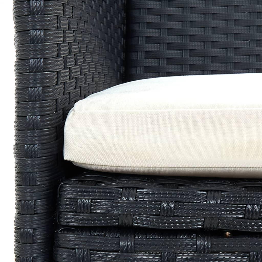 11 Piece Garden Dining Set with Cushions Black