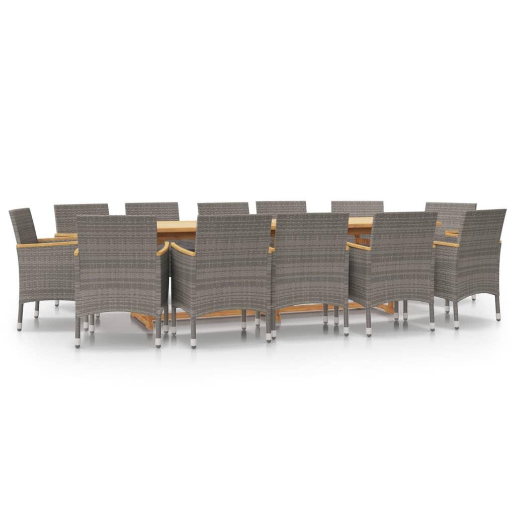 13 Piece Garden Dining Set with Cushions Grey