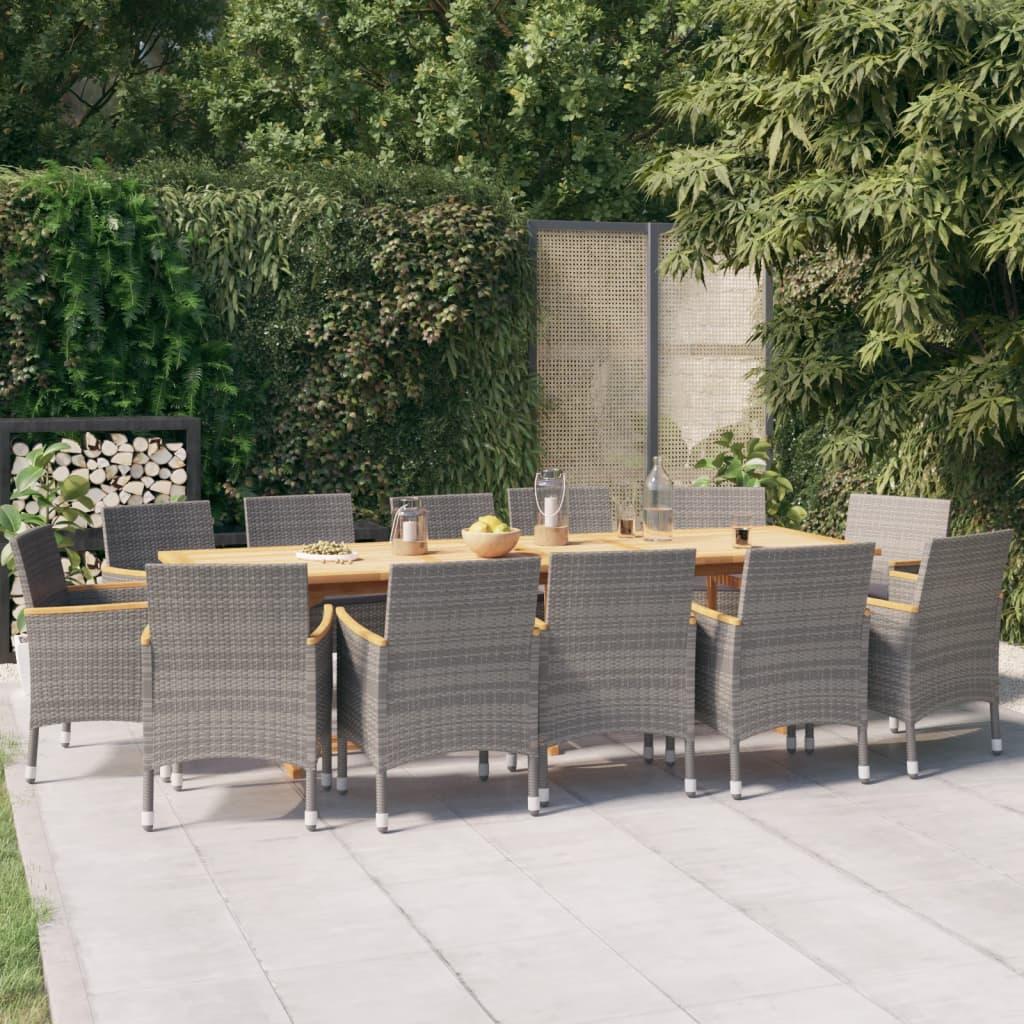 13 Piece Garden Dining Set with Cushions Grey