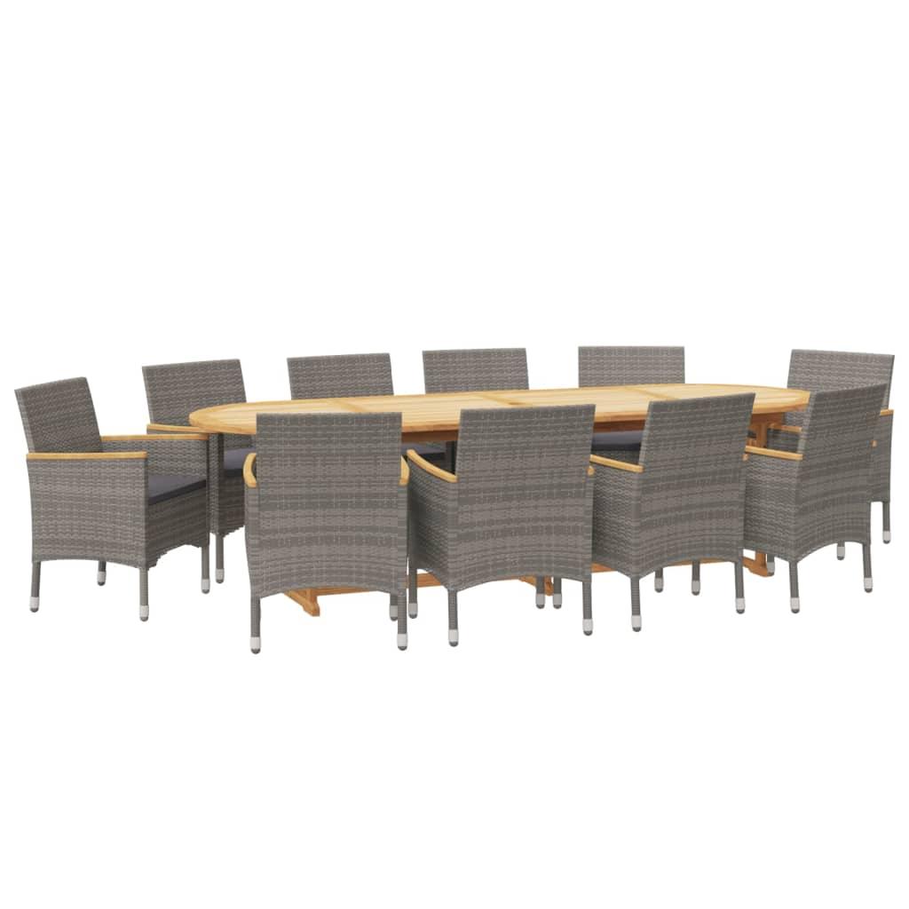 11 Piece Garden Dining Set with Cushions Grey