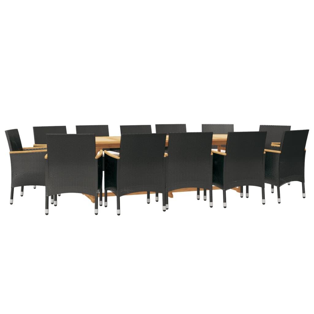 13 Piece Garden Dining Set with Cushions Black