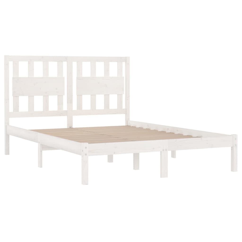 Bed Frame without Mattress White Solid Wood 135x190 cm