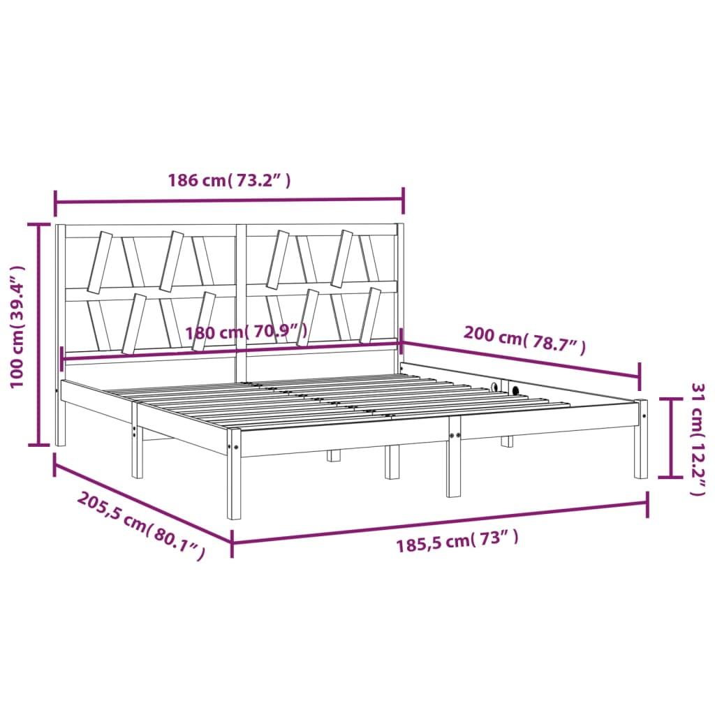 Bed Frame without Mattress Solid Wood 183x203 cm King