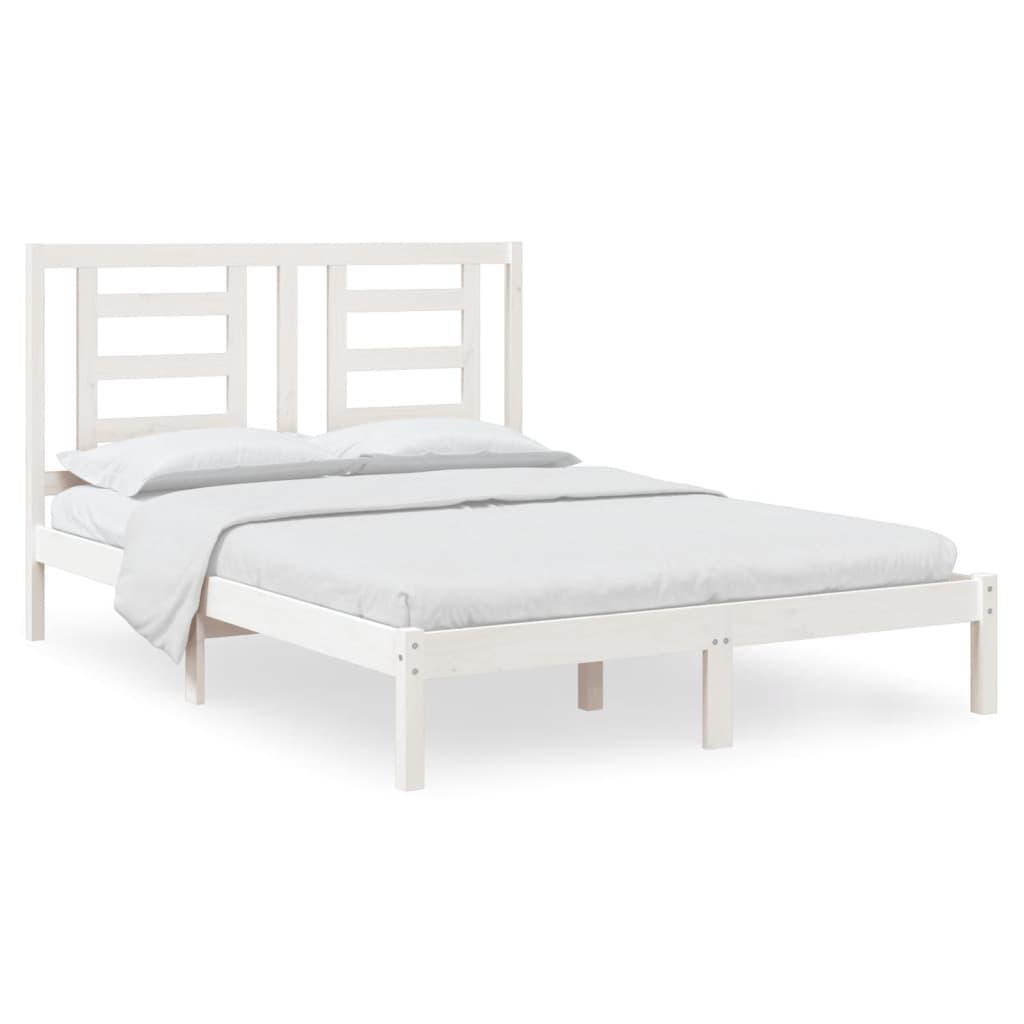 Bed Frame without Mattress White 150x200 cm Solid Wood Pine