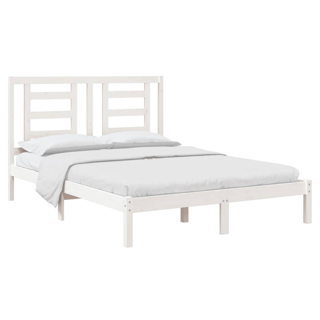 Bed Frame without Mattress White 150x200 cm Solid Wood Pine