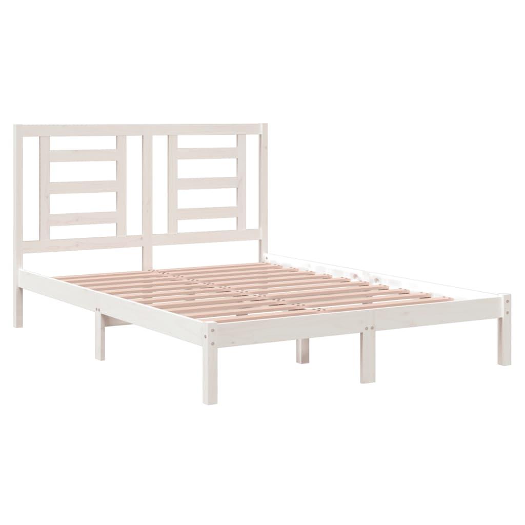 Bed Frame without Mattress White 150x200 cm Solid Wood Pine