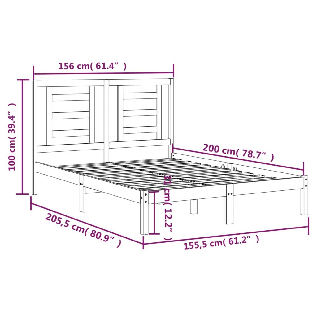 Bed Frame without Mattress White 150x200 cm Solid Wood Pine