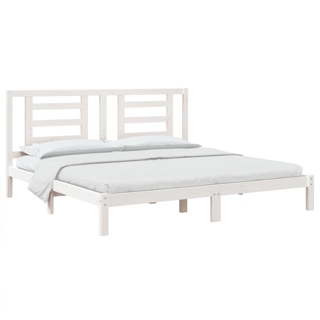 Bed Frame without Mattress White 183x203 cm King Solid Wood