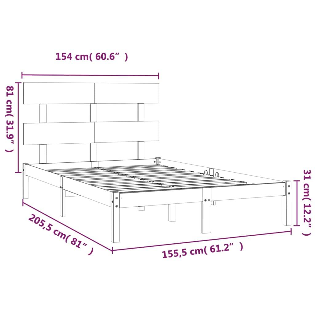 Bed Frame without Mattress White 150x200 cm Solid Wood