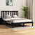 Bed Frame without Mattress Black Solid Wood Pine 135x190 cm