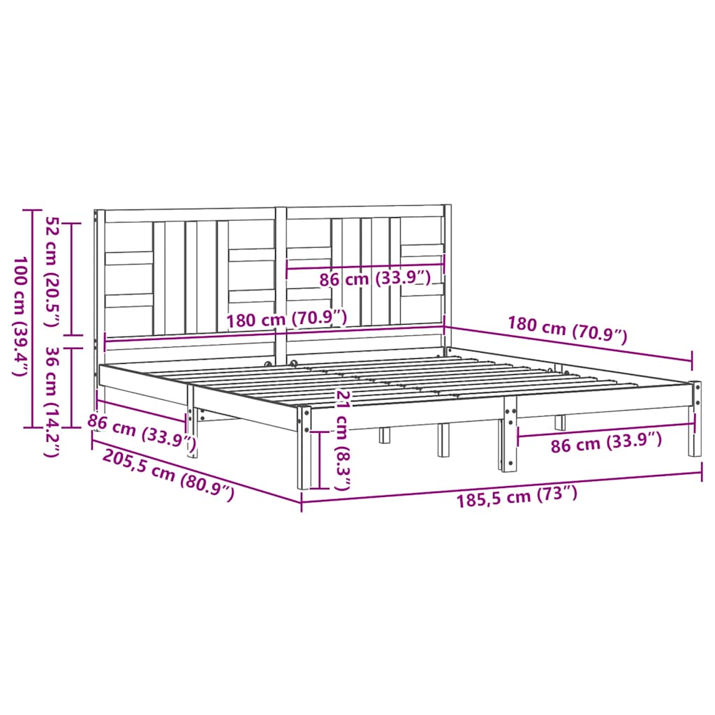 Bed Frame without Mattress 183x203 cm King Solid Wood