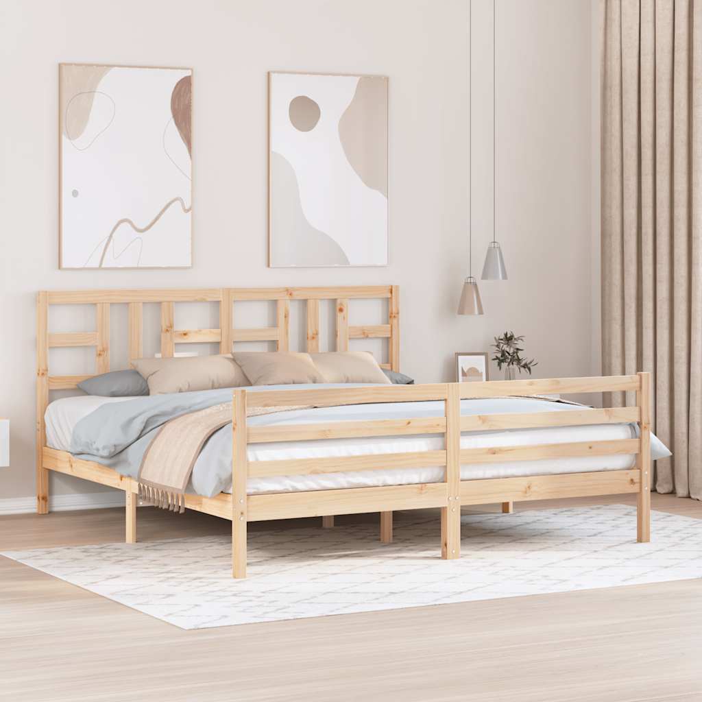 Bed Frame without Mattress 183x203 cm King Solid Wood