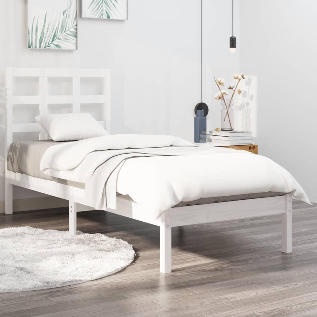 Bed Frame without Mattress White 90x190 cm Solid Wood