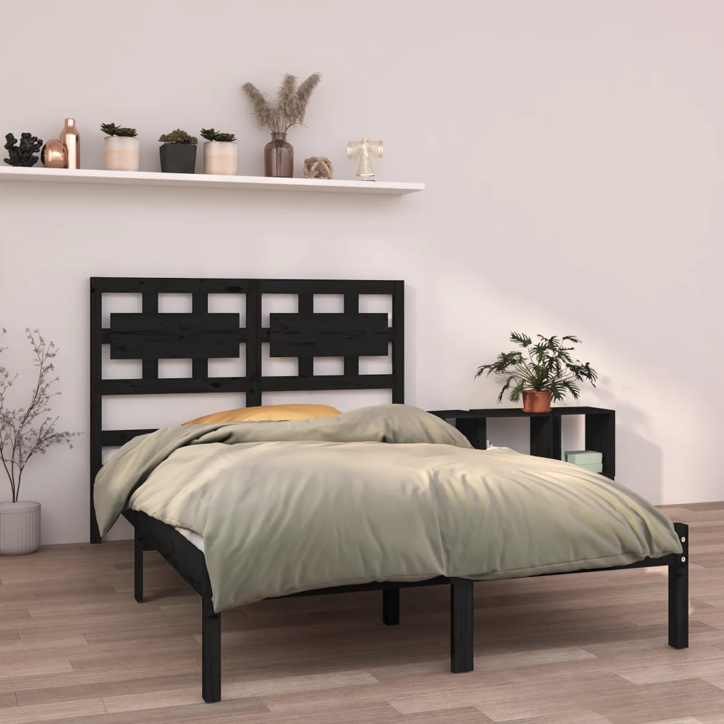 Bed Frame without Mattress Black 135x190 cm Solid Wood