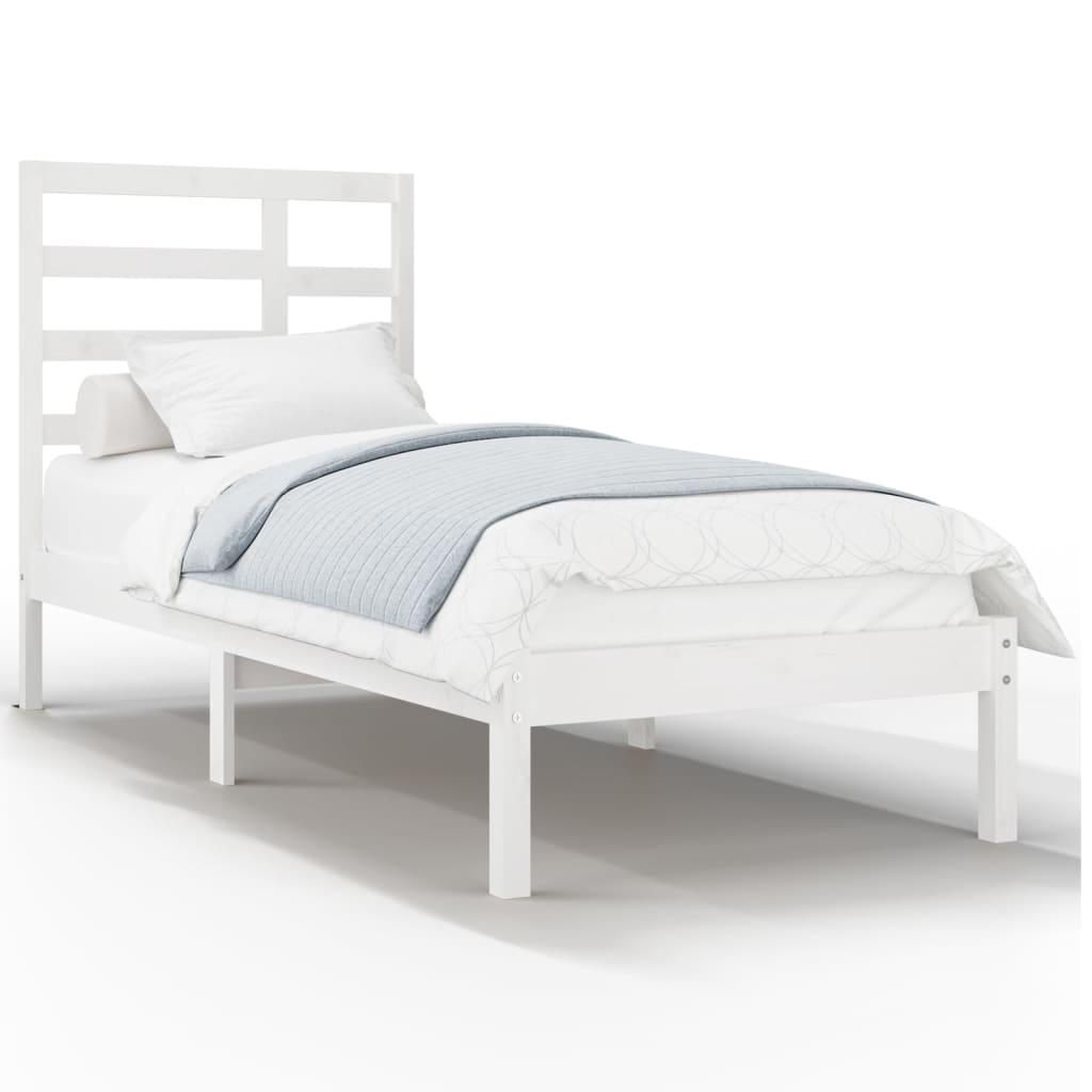 Bed Frame without Mattress White Solid Wood 90x190 cm