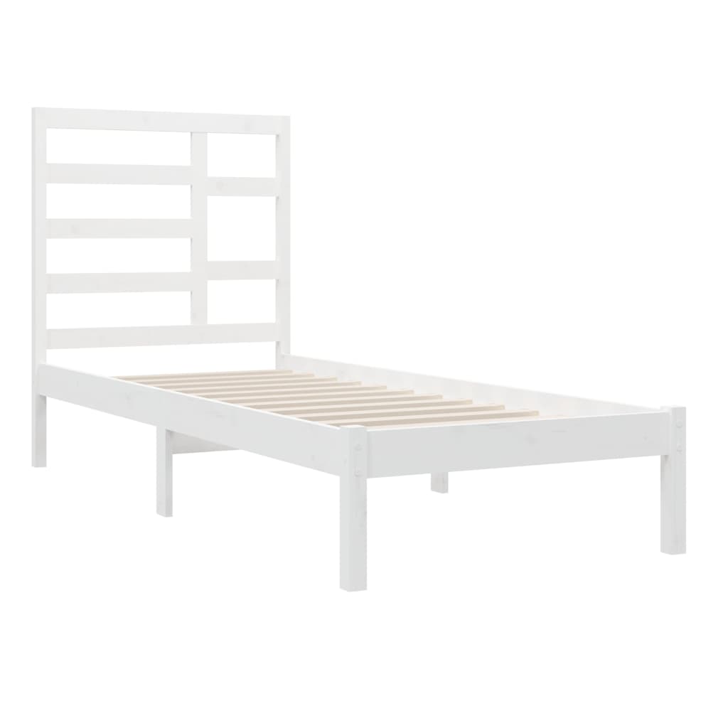 Bed Frame without Mattress White Solid Wood 90x190 cm