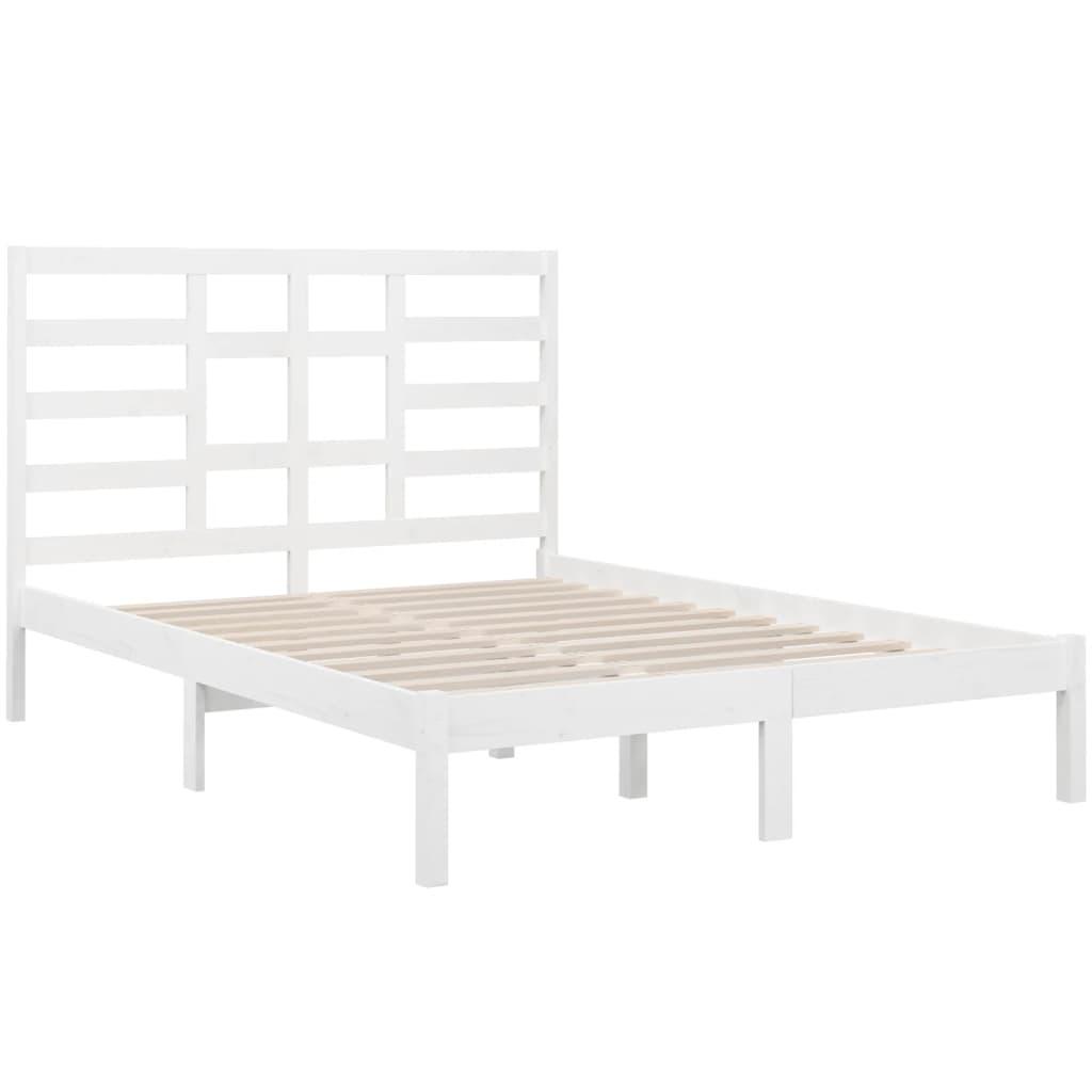 Bed Frame without Mattress White Solid Wood 135x190 cm