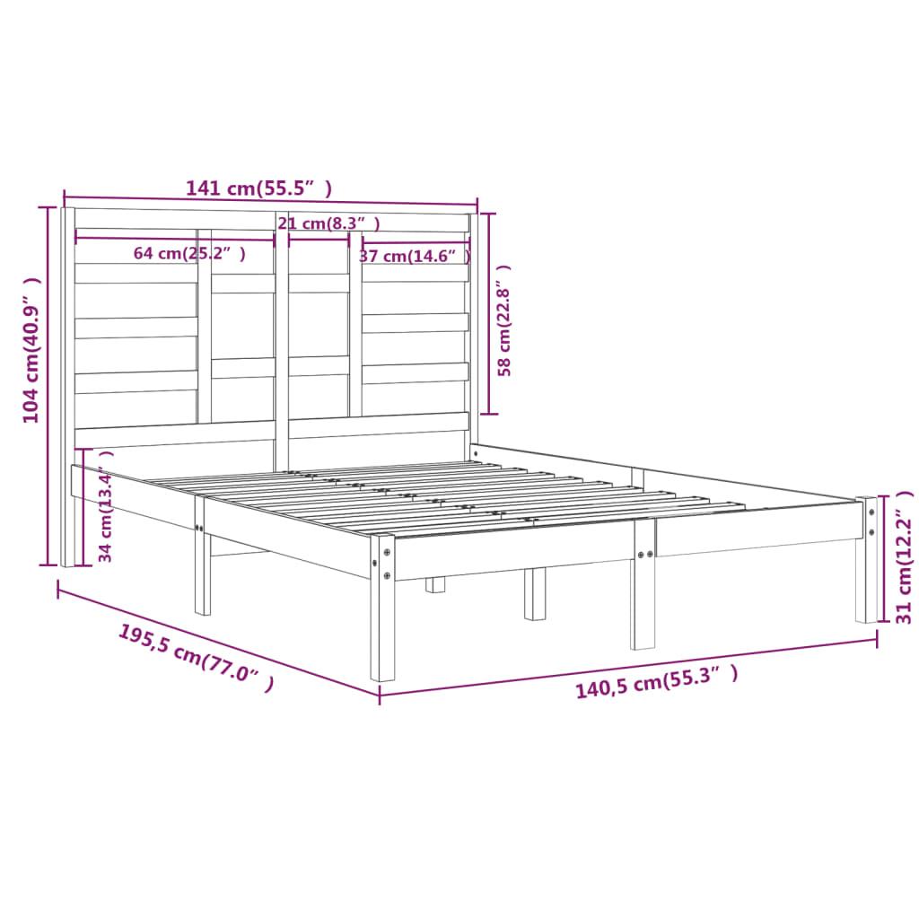 Bed Frame without Mattress White Solid Wood 135x190 cm