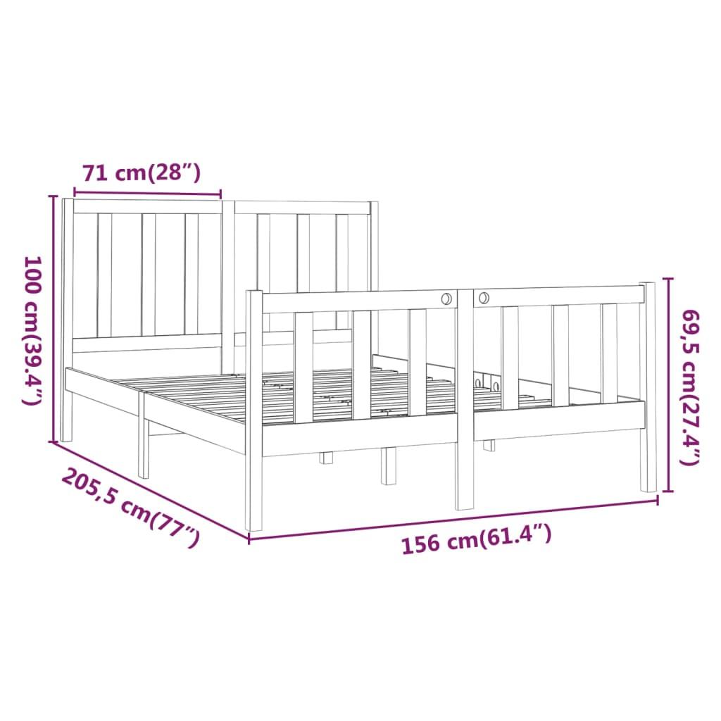 Bed Frame without Mattress 150x200 cm Solid Wood Pine