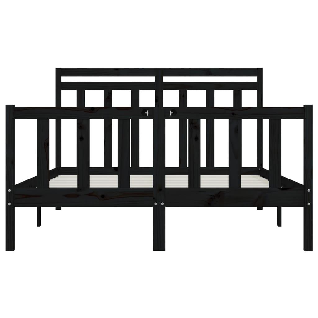 Bed Frame without Mattress Black Solid Wood Pine 150x200 cm