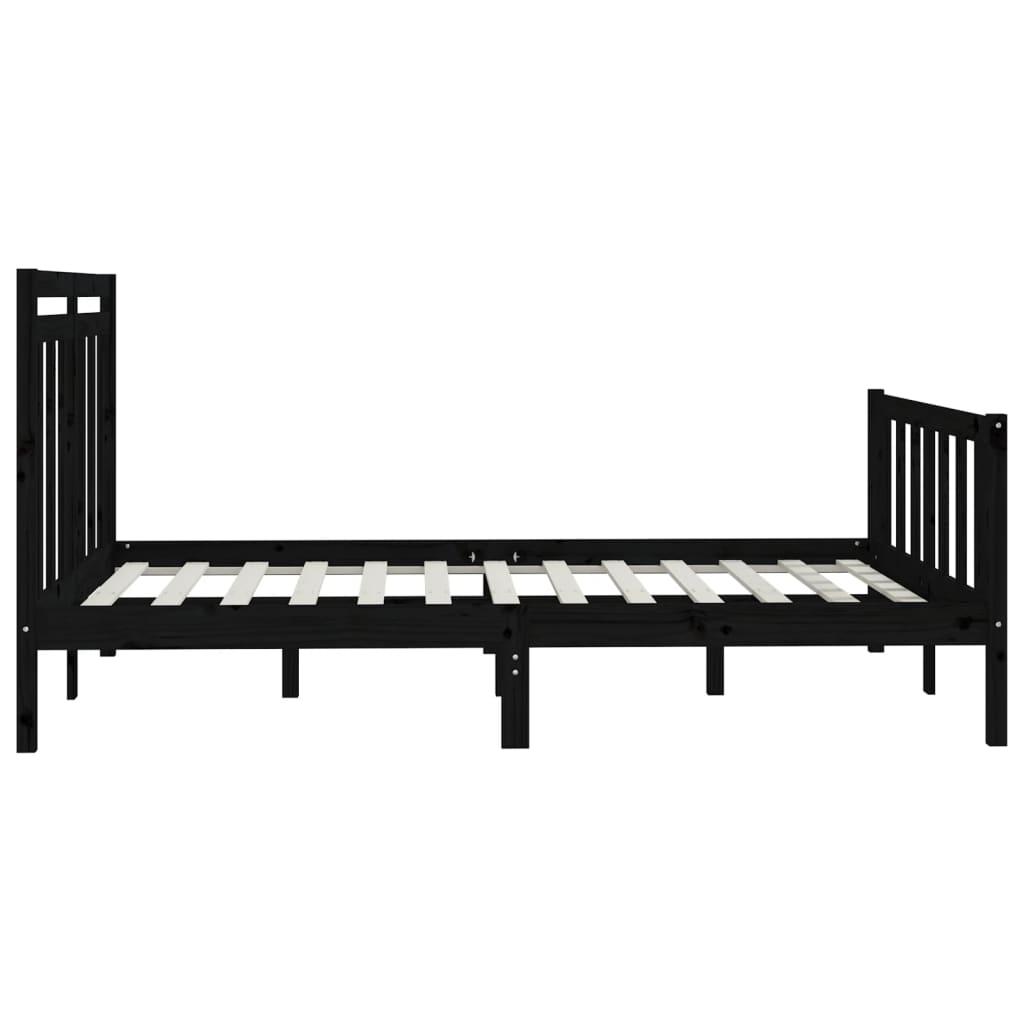Bed Frame without Mattress Black Solid Wood Pine 150x200 cm