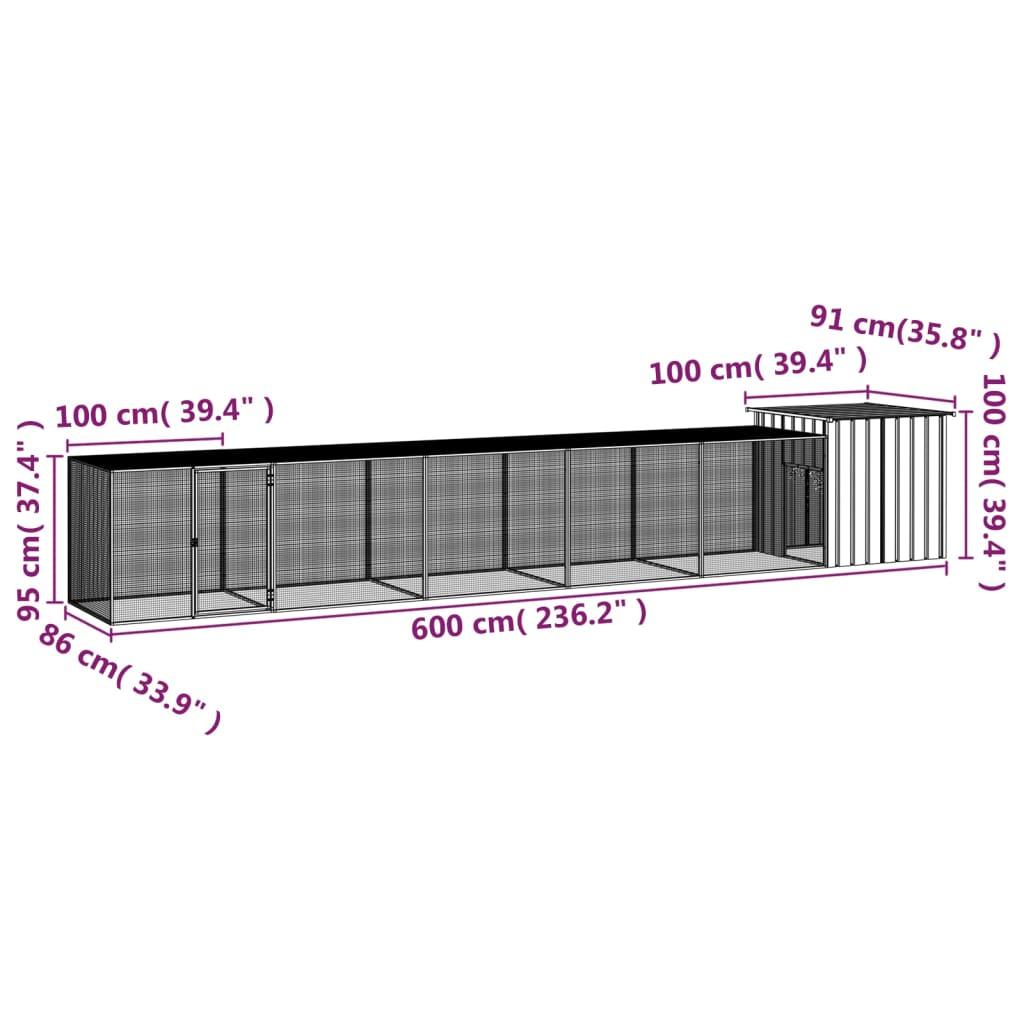 Chicken Cage Anthracite 600x91x100 cm Galvanised Steel