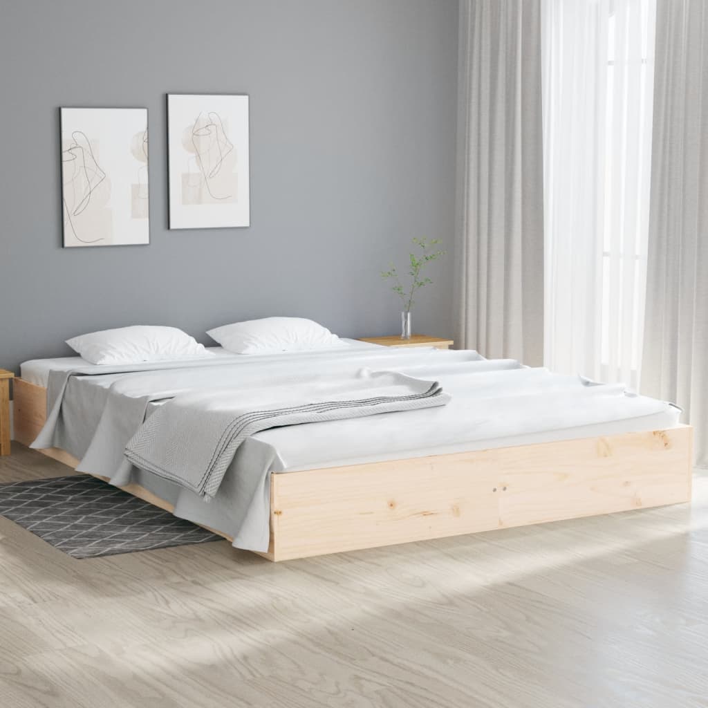 Bed Frame without Mattress Solid Wood 183x203 cm King