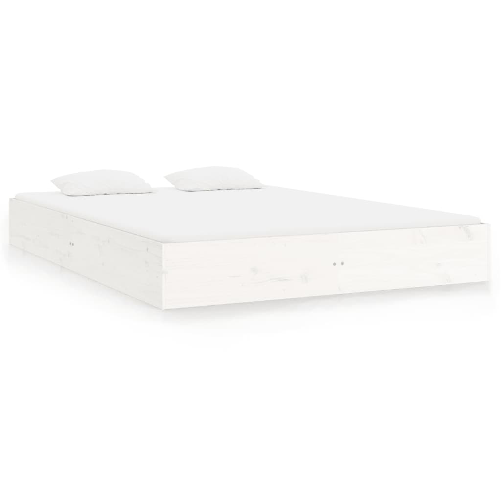 Bed Frame without Mattress White Solid Wood 150x200 cm