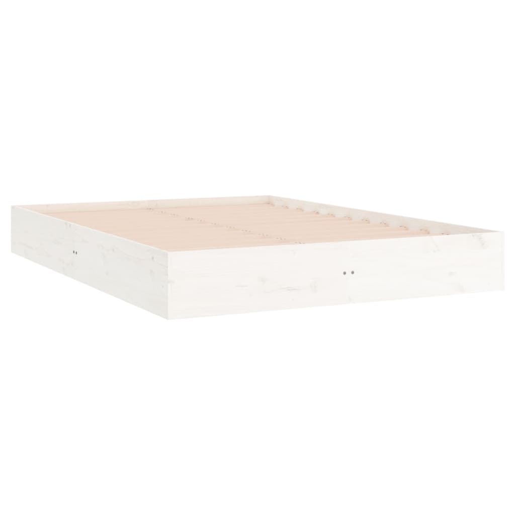 Bed Frame without Mattress White Solid Wood 150x200 cm