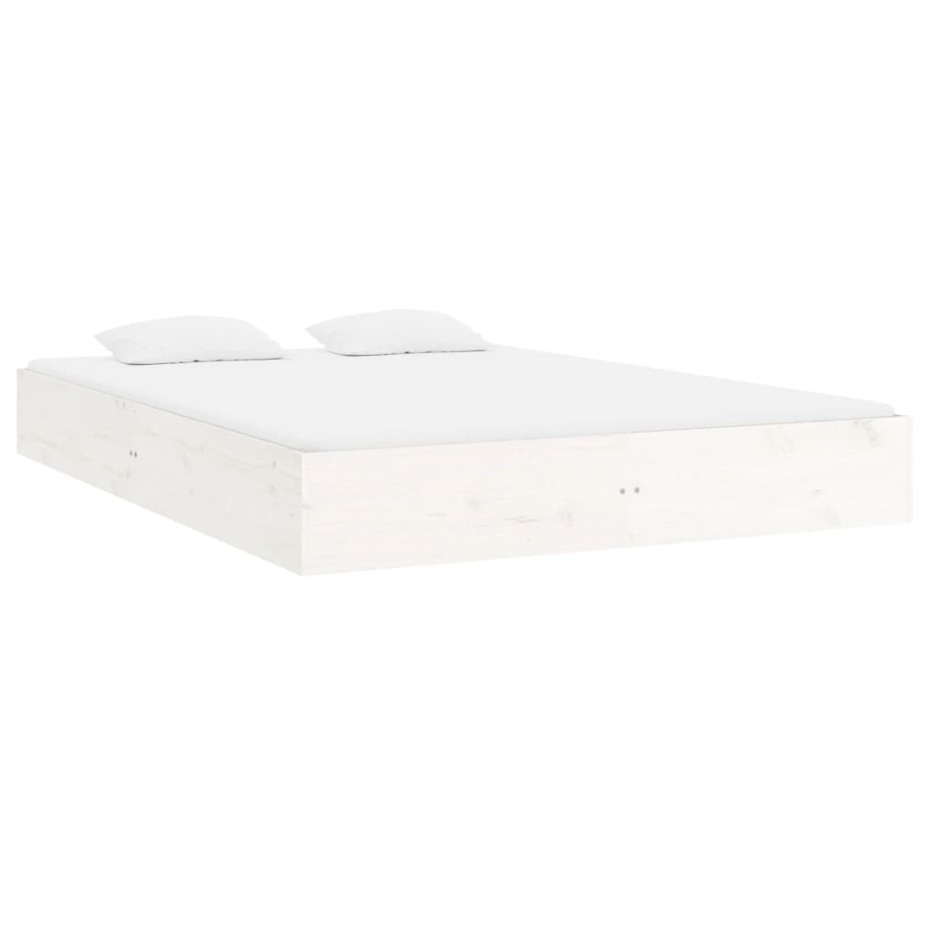 Bed Frame without Mattress White Solid Wood 150x200 cm