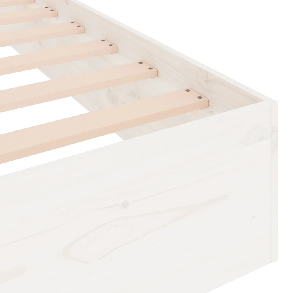 Bed Frame without Mattress White Solid Wood 150x200 cm