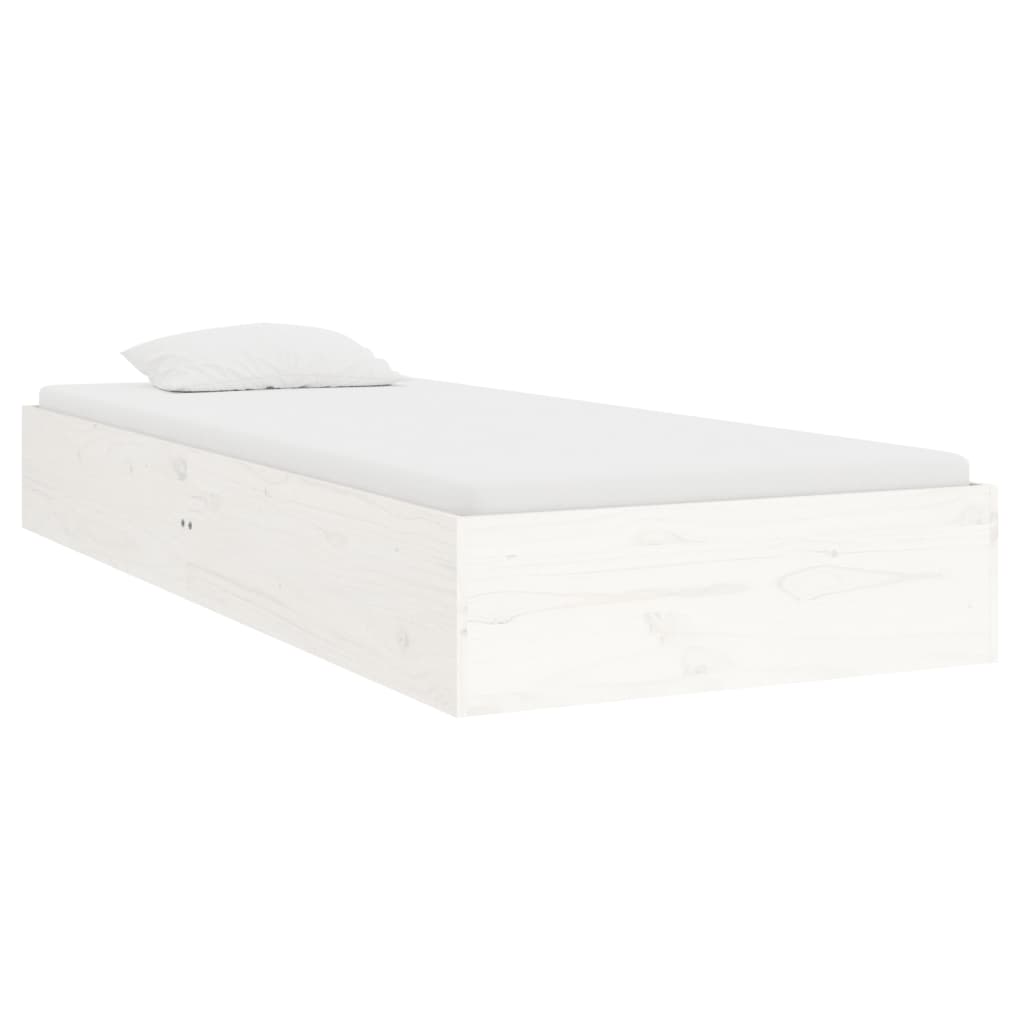 Bed Frame without Mattress White Solid Wood 90x190 cm