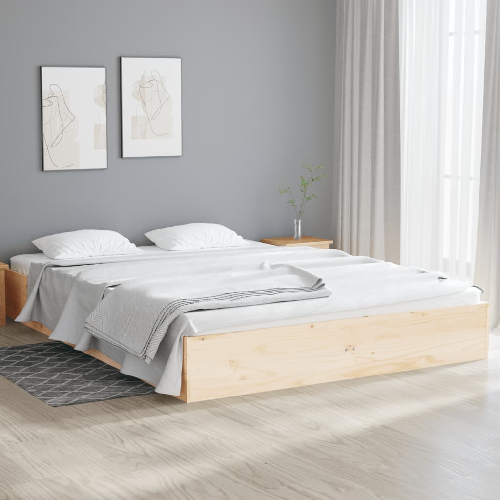 Bed Frame without Mattress Solid Wood 135x190 cm