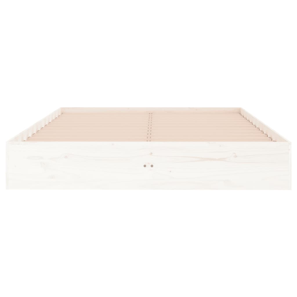 Bed Frame without Mattress White Solid Wood 135x190 cm