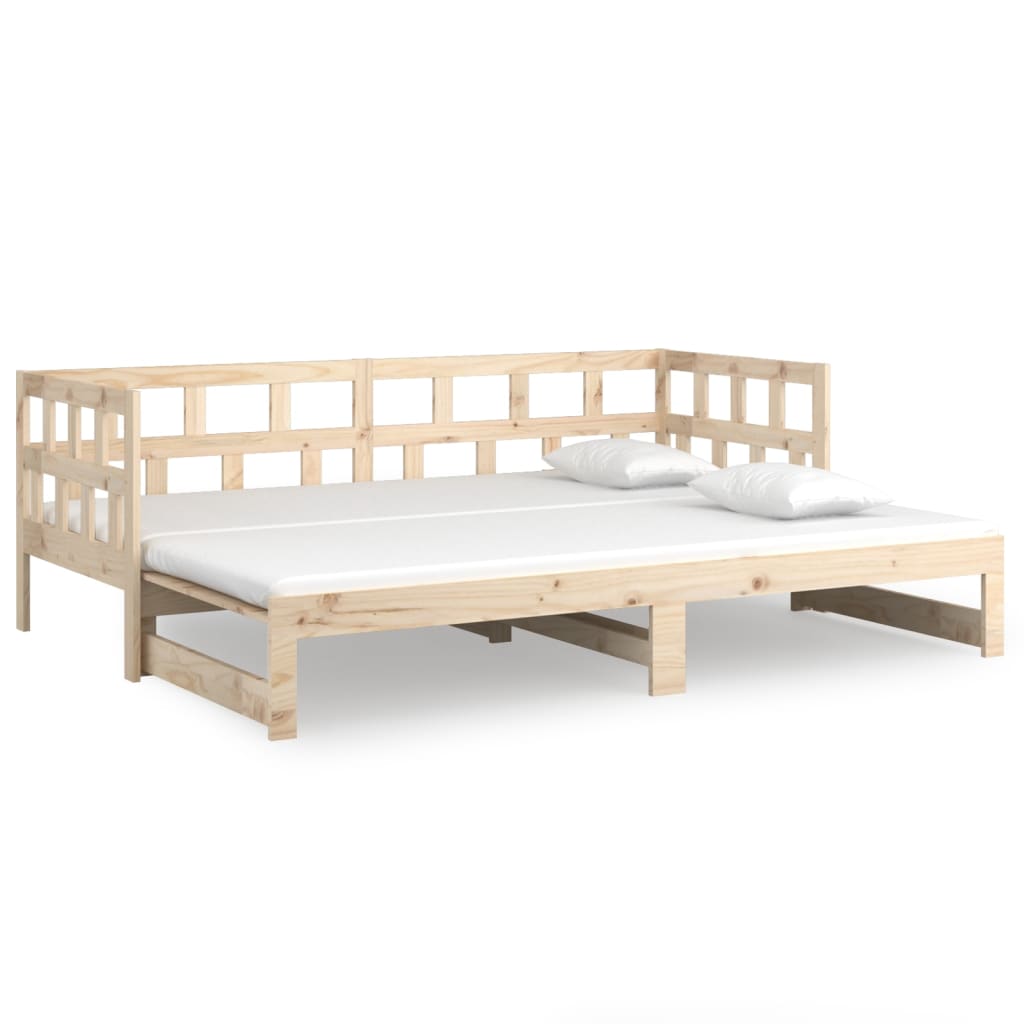 Pull-out Day Bed without Mattress Solid Wood Pine 2x(90x190) cm